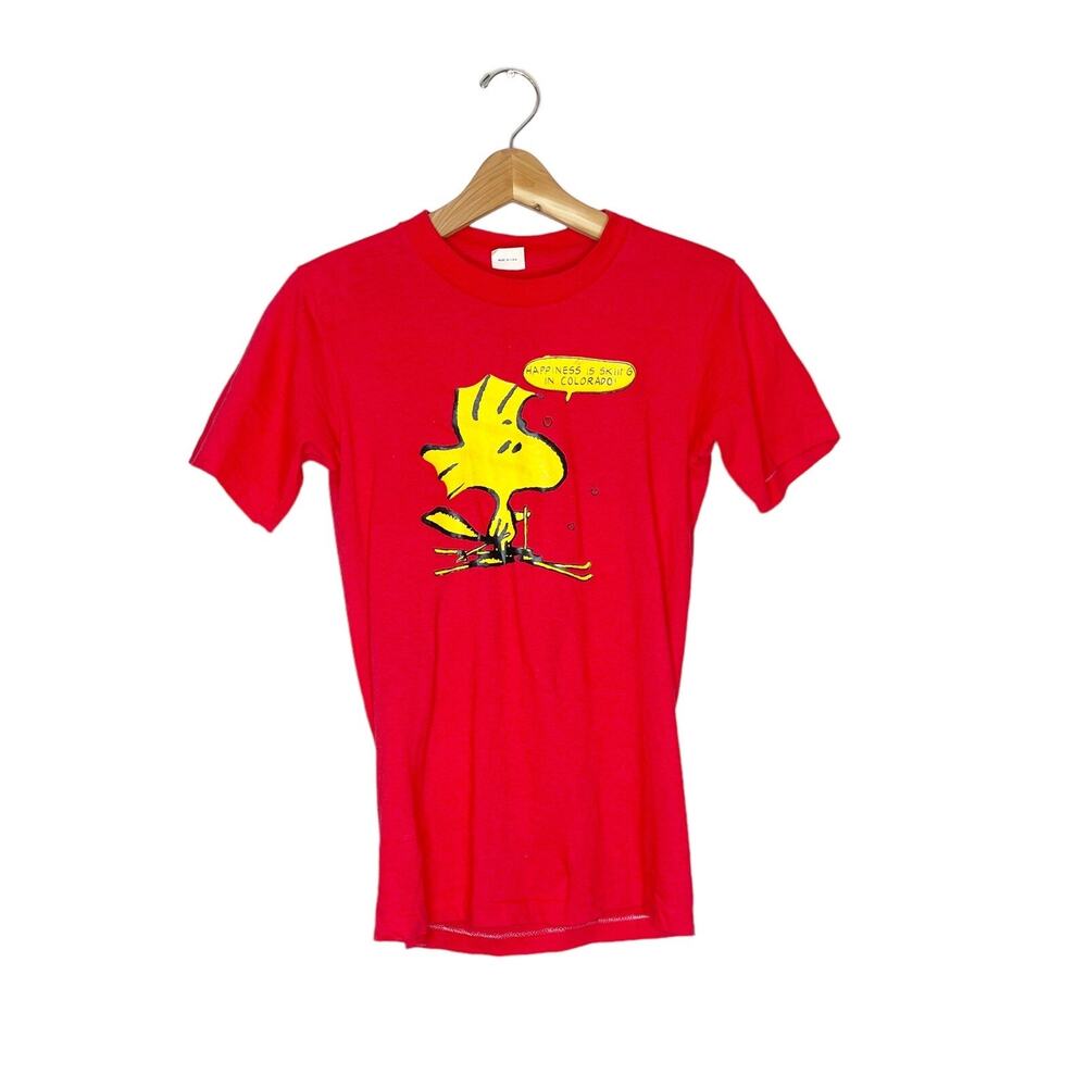 Vintage 80s Woodstock Ski Colorado Small T-Shirt Red Single Stitch Novelty Tee - Picture 1 of 5